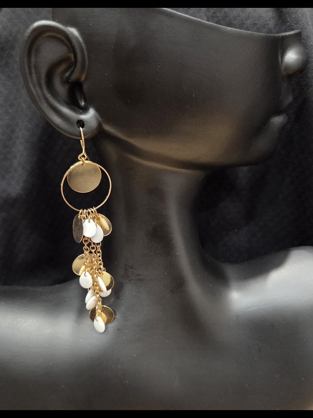 Gold and White Cascade Hoop Earrings - Women Jewelry